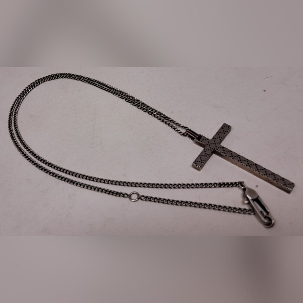 Gucci Diamantissima Cross Necklace 925 Silver Jewelry Unisex Italy - Picture 6 of 16